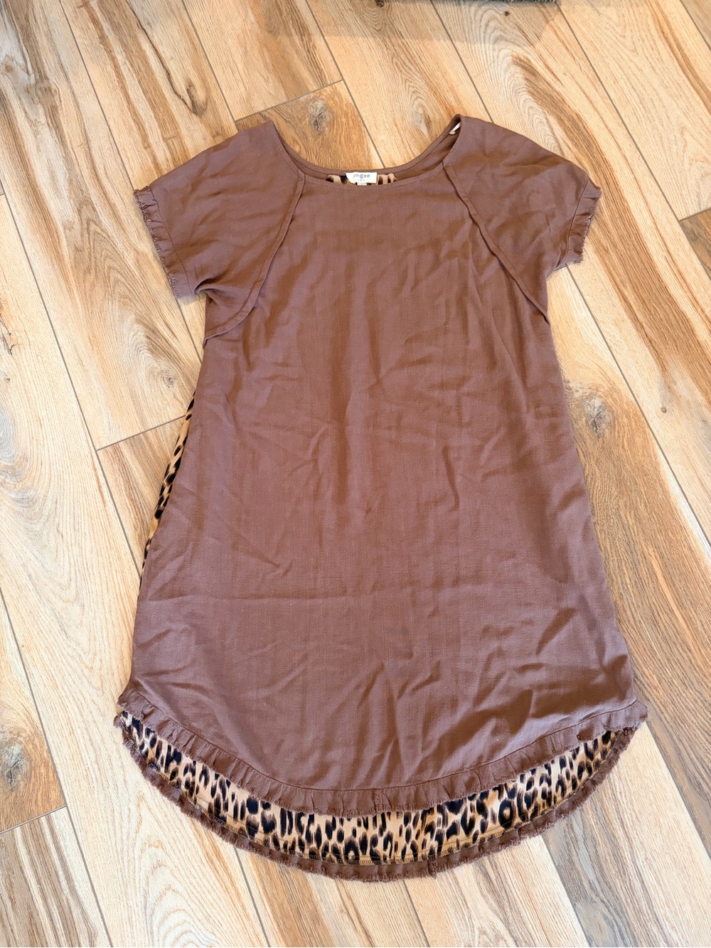 Umgee Brown and Leopard Print Dress